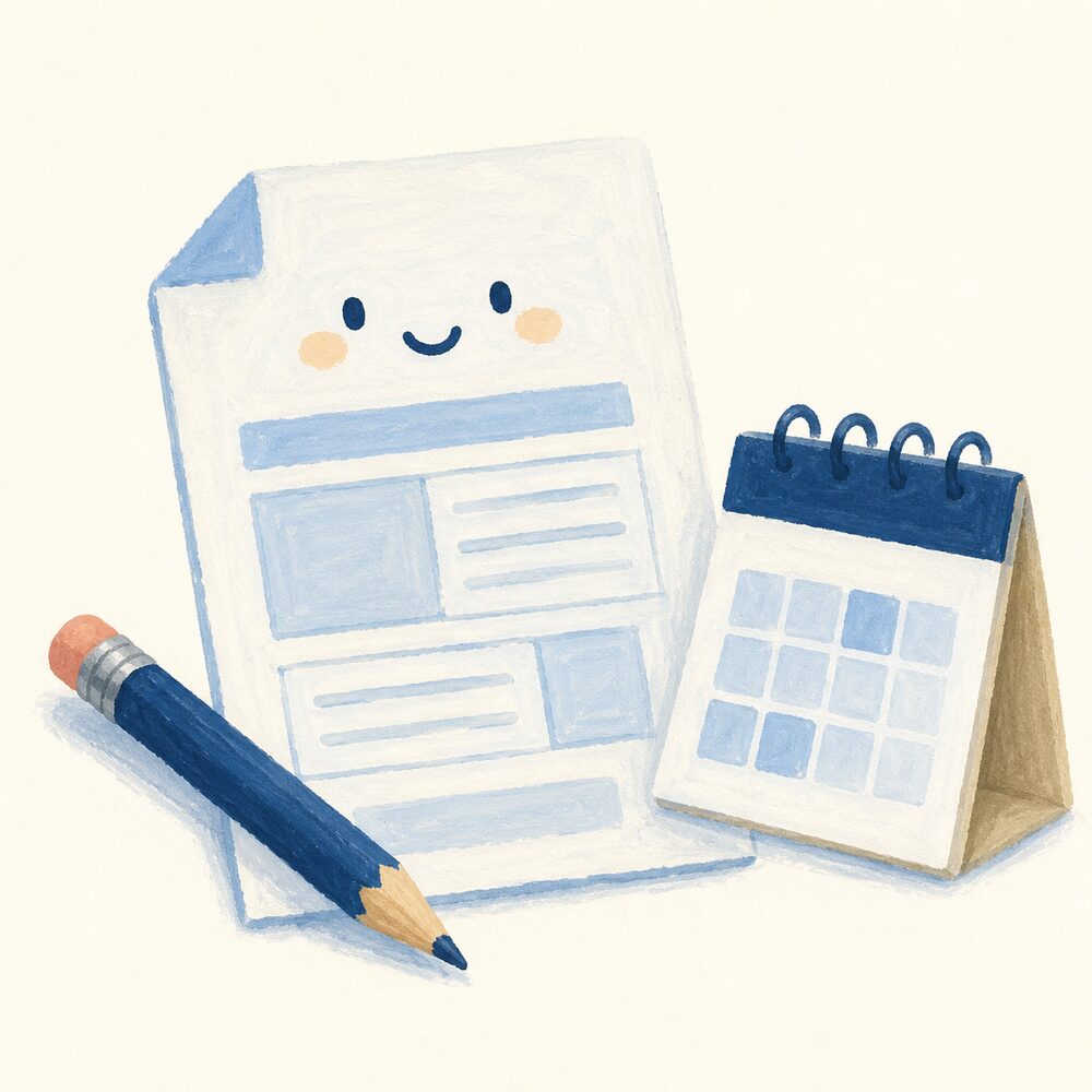 Illustration d'une déclaration de revenus et d'un calendrier