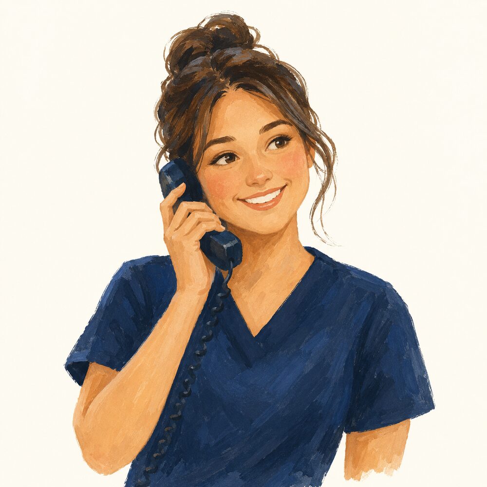 Membre de l'équipe d'Oralvie au téléphone